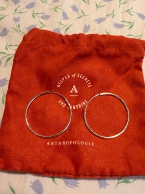 Anthropologie Gold Thin Hoop Earrings